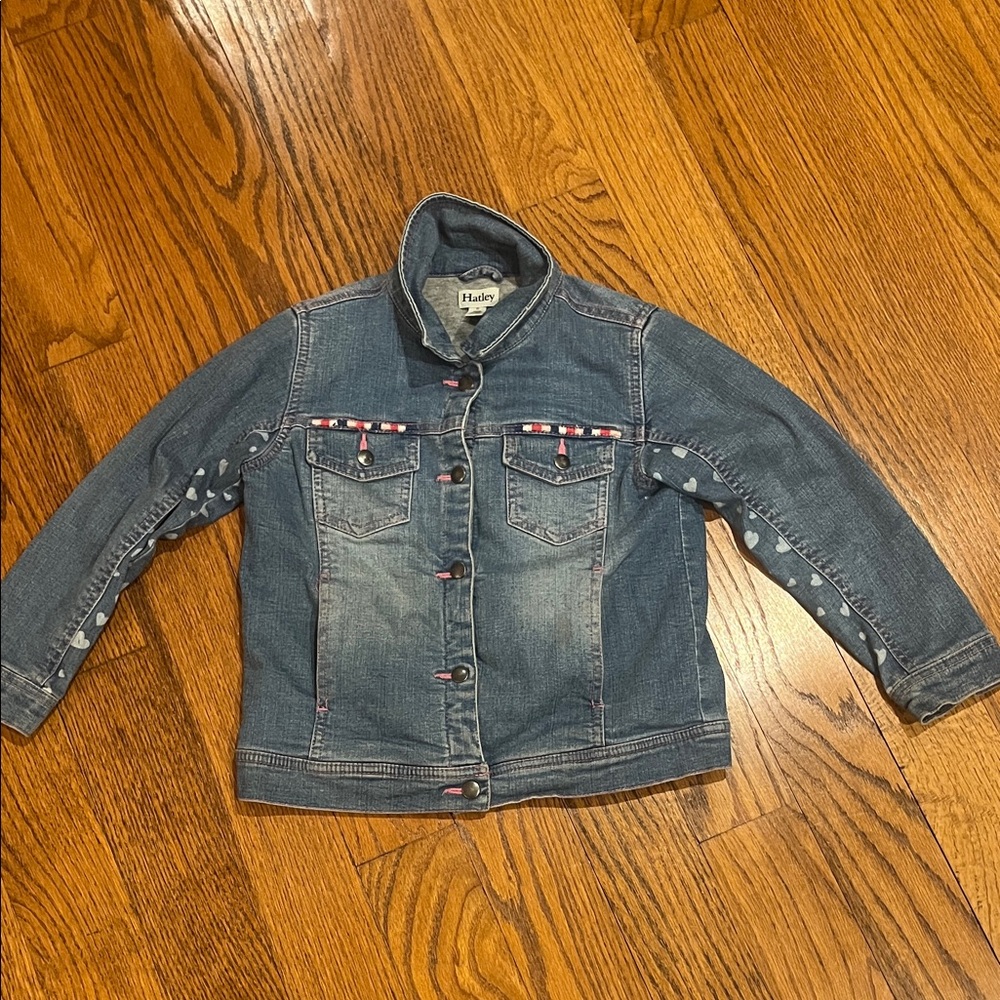 Hatley denim jacket size 6 young girls with hearts